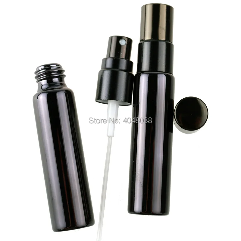 Black Lucifuge Small Cosmetic Press Pump Bottle Glass Liner Perfume Refillable Bottle Electroplate 10 ML Spray Vials 50 pcslot (3)