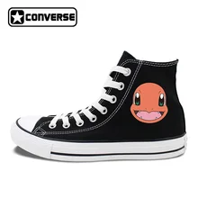 White Black Sneakers Converse All Star Design Anime Pokemon Charmander 2 Colors Can Choose for Gifts Skateboarding Shoes