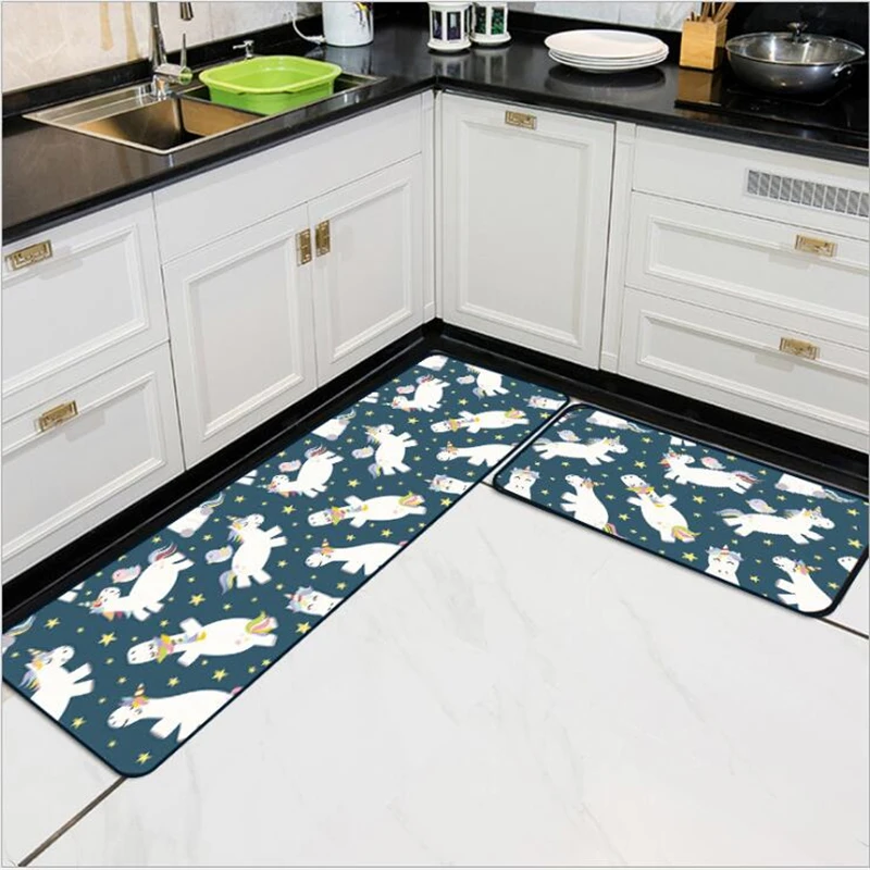 

Carpet Bedroom Cute Cartoon Unicorn Dark Blue Pegasus Long Blanket Kitchen Mat Entry Mat Anti-Slip Mat Bedroom Bedside Blanket