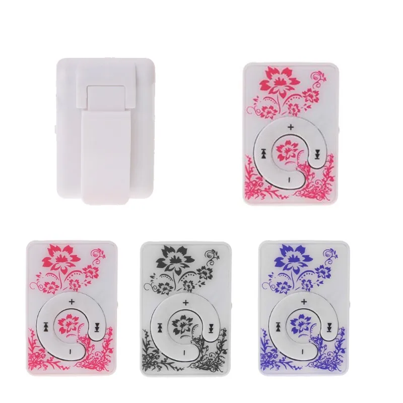 OOTDTY-Mini-Clip-Floral-Pattern-Music-MP3-Player-32GB-TF-Card-With-Mini-USB-Cable-Earphone