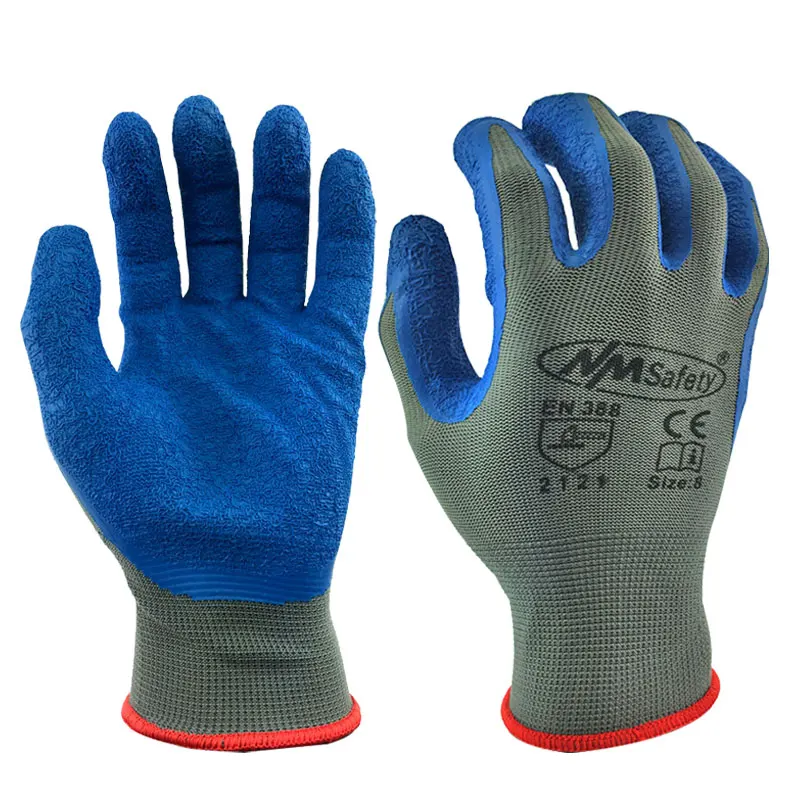 12-Pairs Knit Work Gloves with Textured Rubber Latex Coated for Construction