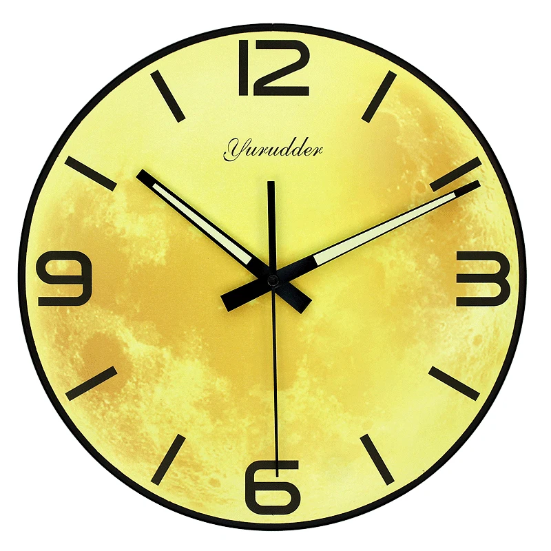 New Arrival The Moon Design Modern Fashion MDF Wall Clock LUMINOVA Wood