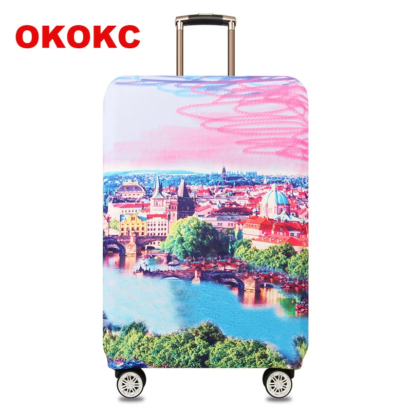 

OKOKC Cityscape Elastic Thicken Travel Suitcase Protective Luggage Cover Apply to 18''-32'' Case Suitcase,Travel Accessories