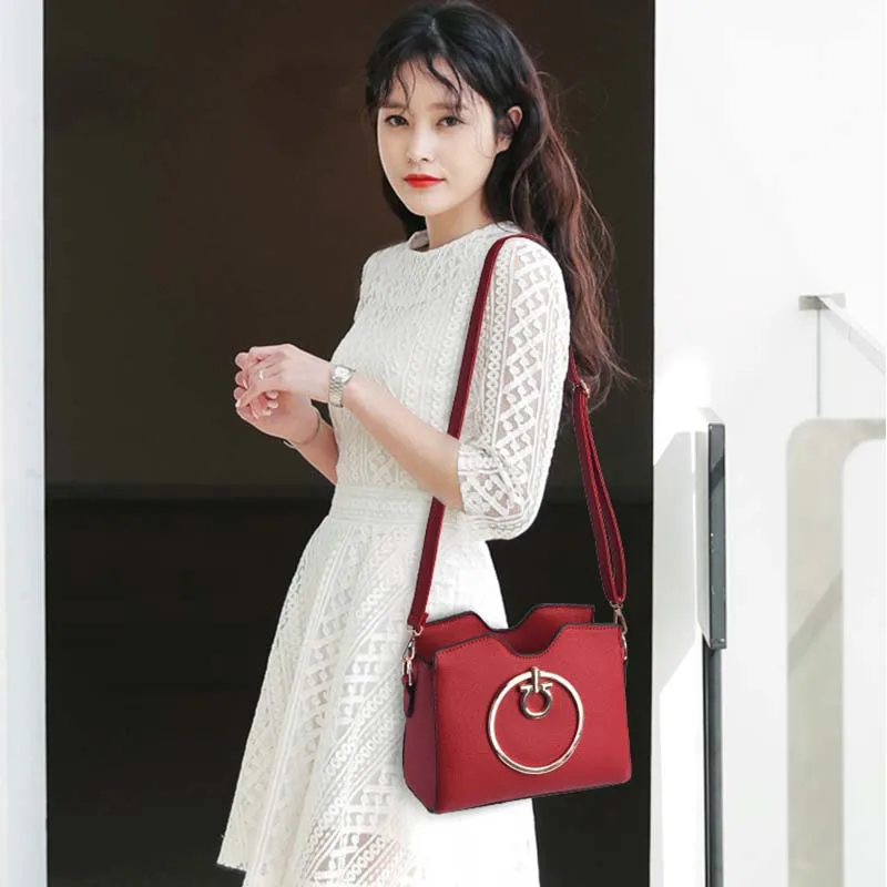 PU Leather Women Casual Handbag Female Holiday Messenger Bag Lady Exquisite Crossbody Mini Fashion Metal Ring Handle Bag SS7087 (10)
