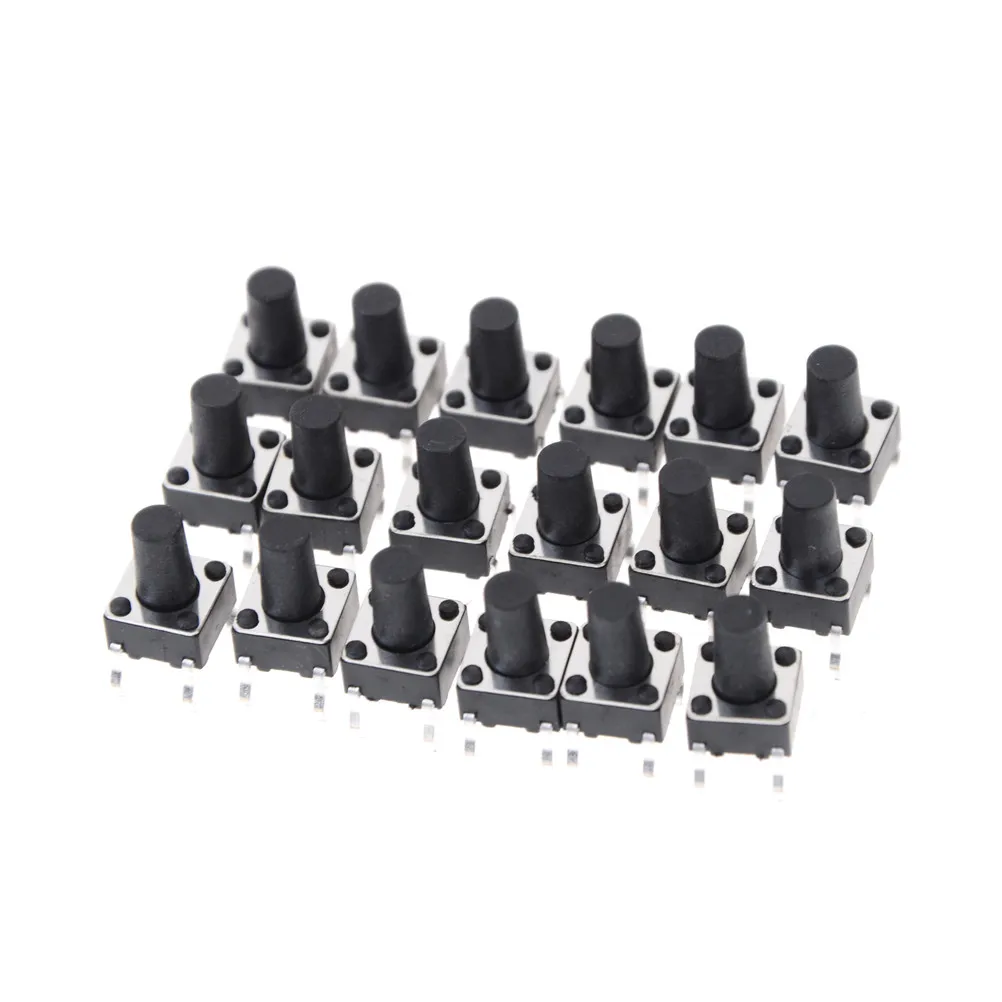 Tactile Switch 6x6x12MM 4PIN G95 Tactile Toggle Switch Push Plastic Metal Button Momentary Micro Switch Direct Self-Reset 50pcs