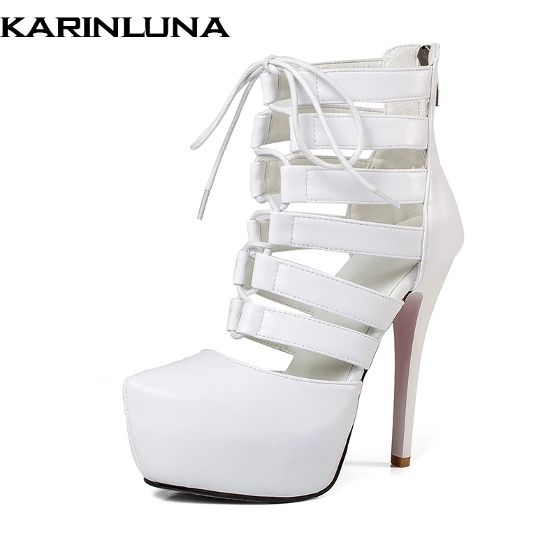 

Karinluna Sexy Cow Genuine Leather Women Shoes Woman Platform High Heels Party Prom Summer Boots Shoes Woman Sandals