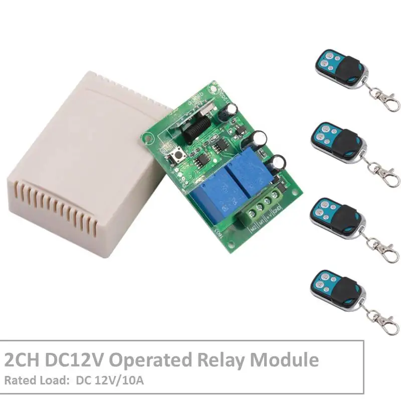

RF Switch Remote Control DC 12V 2 Gang Relay Receiver and 1527 learning code Transmitter For LED Light Electric Device Control