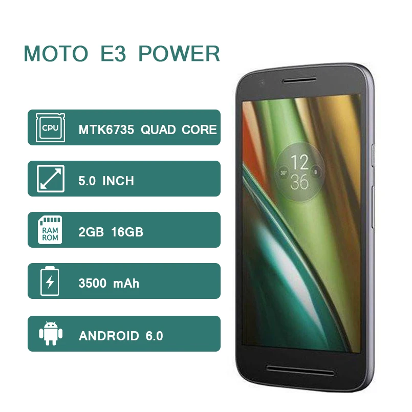 Смартфон Motorola e3 power 5,0 дюйма MTK 6735 2 ГБ+ 16 Гб мобильный телефон 3500 мАч мобильный телефон