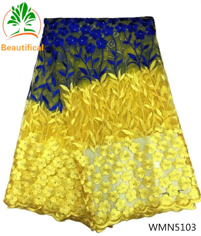 

Embroidery french tulle lace fabric 2017 African wedding net lace fabric high quality Nigerian lace fabrics mesh for dress WMN51