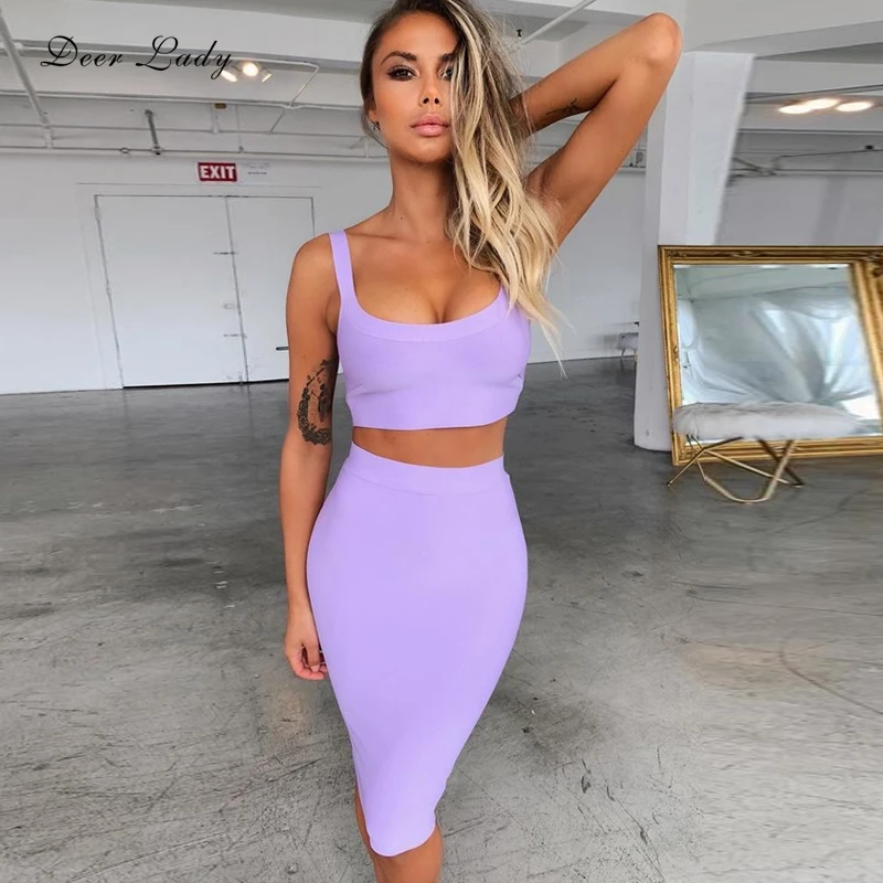 Bandage Dress Sets Women Sexy Two Piece 