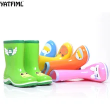 YATFIML Мода Девочка непромокаемые сапоги из ПВХ водонепроницаемые ботинки для мальчиков и девочек обувь для дождя Мультфильм Обувь