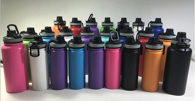 

New Flask 18OZ/32OZ/40OZ Wide Mouth With Spout Twist Lid Solid Loop Handle with logo