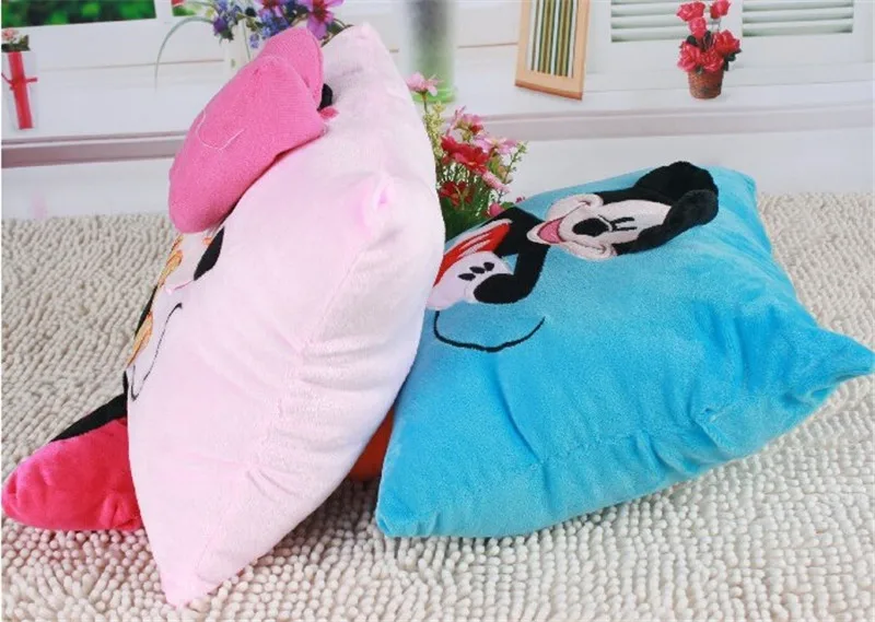 Горячая Распродажа прекрасная укомплектованная Подушка подкладка в виде животных милый Микки Маус и Минни Маус Плюшевые игрушки подарки для детей