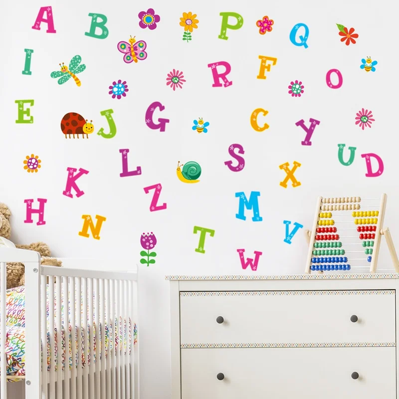 

Zs Sticker 100*150cm / 39*59 inch letters number vinyl abc wall decals alphabet kids room wall stickers