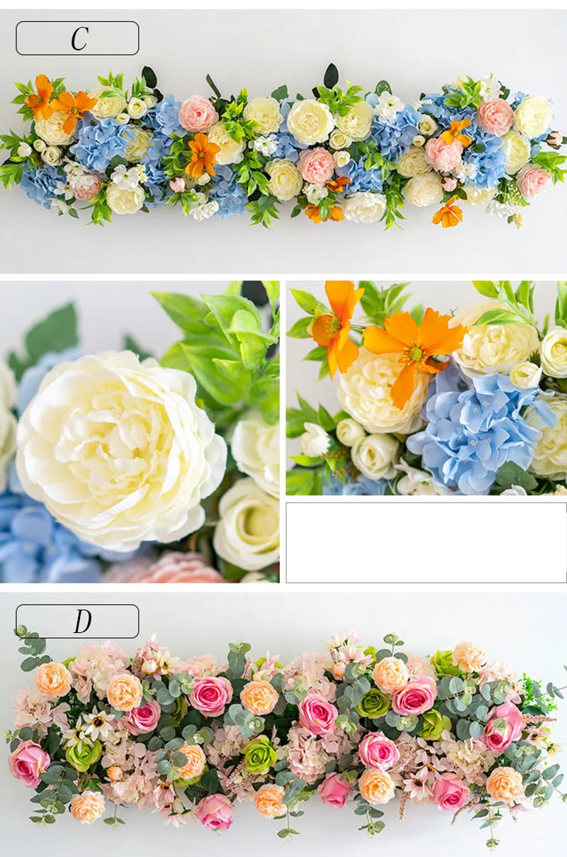 Flone 100cm high quality Rose Artificial Silk Flower Row For Wedding Arch Background wall stage party props Decoration Flower Accessories  (6)