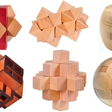 Набор из 6 шт. классические 3D Деревянный заусенцев головоломки IQ деревянные головоломки Паззлы игра для взрослых детей