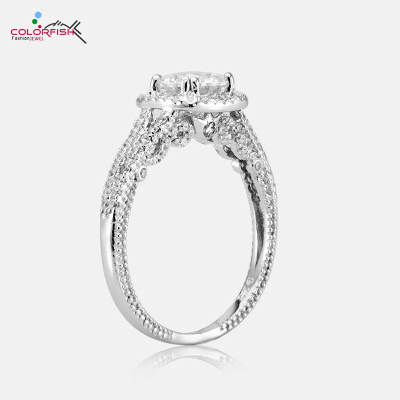 COLORFISH Solid 925 Sterling Silver Square Halo Engagement Rings Round Cut 1.25ct Cubic Zirconia Jewelry For Women Promise Ring COLORFISH Solid 925 Sterling Silver Square Halo Engagement Rings Round Cut 1.25ct Cubic Zirconia Jewelry For Women Promise Ring