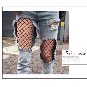 

Women Socks Hirigin Sexy Lingerie Fishnet Plaid Lace Mesh High Thights Pantyhose 2019 New Fashion High Street