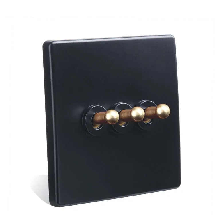 Black Touch Switch 86Type Retro Wall Three Control Two Way 10A 110V- 250V | Строительство и ремонт