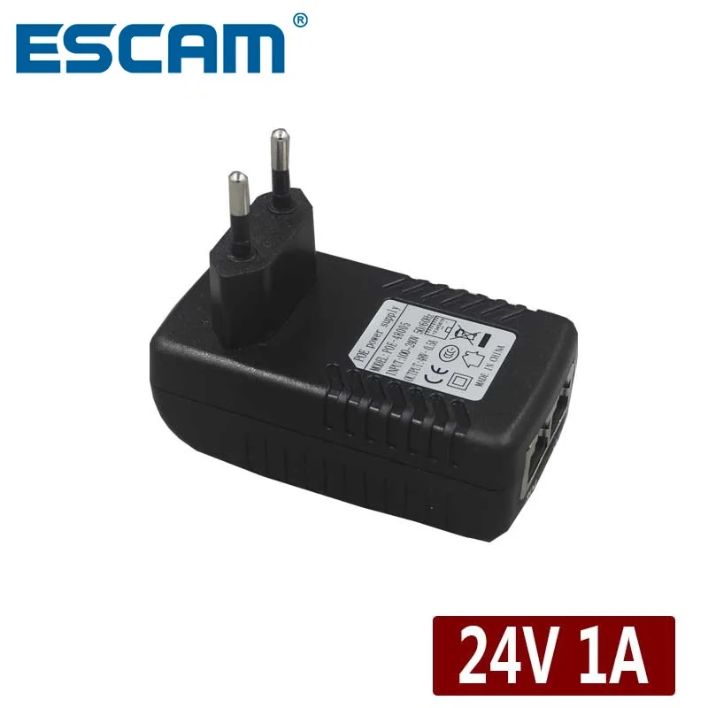 POE инжектор ESCAM 24 В постоянного тока 1 а Вт для IP камеры видеонаблюдения