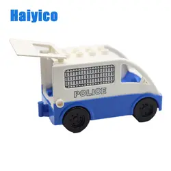 Большой кирпич модель автомобиля строительные блоки полиция скорой помощи грузовик совместимые с Duplo игрушки аксессуар нести рисунок дети