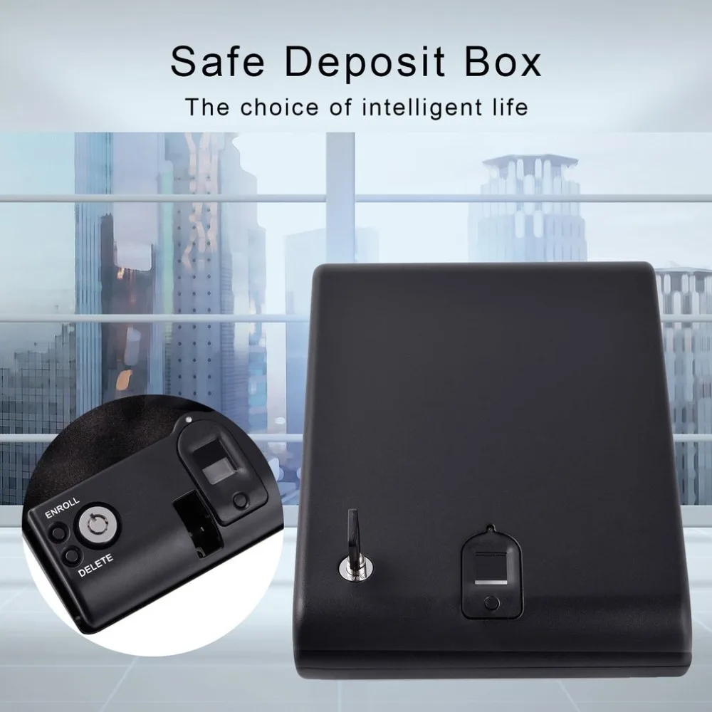 

Portable Fingerprint Gun Safes Box Fingerprint Safe Sensor Box Security Keybox OS100A Strongbox for Valuables Jewelry Cash