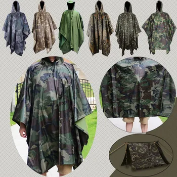 

Multifunction Military Waterproof Camo Raincoat Rain Coat Men Women Raining Poncho for Camping Fishing Motorcycle PAK55