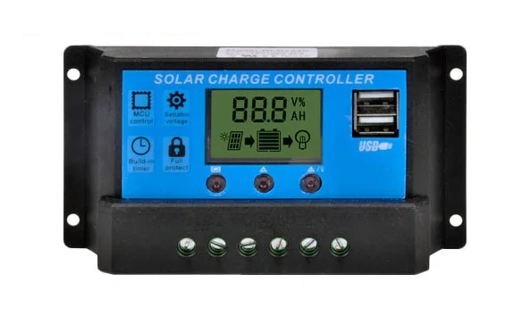 

5PCS 10A/20A/30A 12V/24V PWM solar charge controlle LCD display solar panel battery for solar kit solar lighting for home use