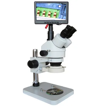 

7X-45X Zoom Binocular Stereo Microscope with Display Screen Color Monitor and Microscope LED light for cell phone mobile repair