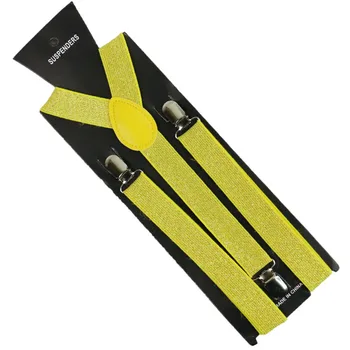 

Winfox Yellow Suspenders For Women Men Gold Silver Novelty Suspender