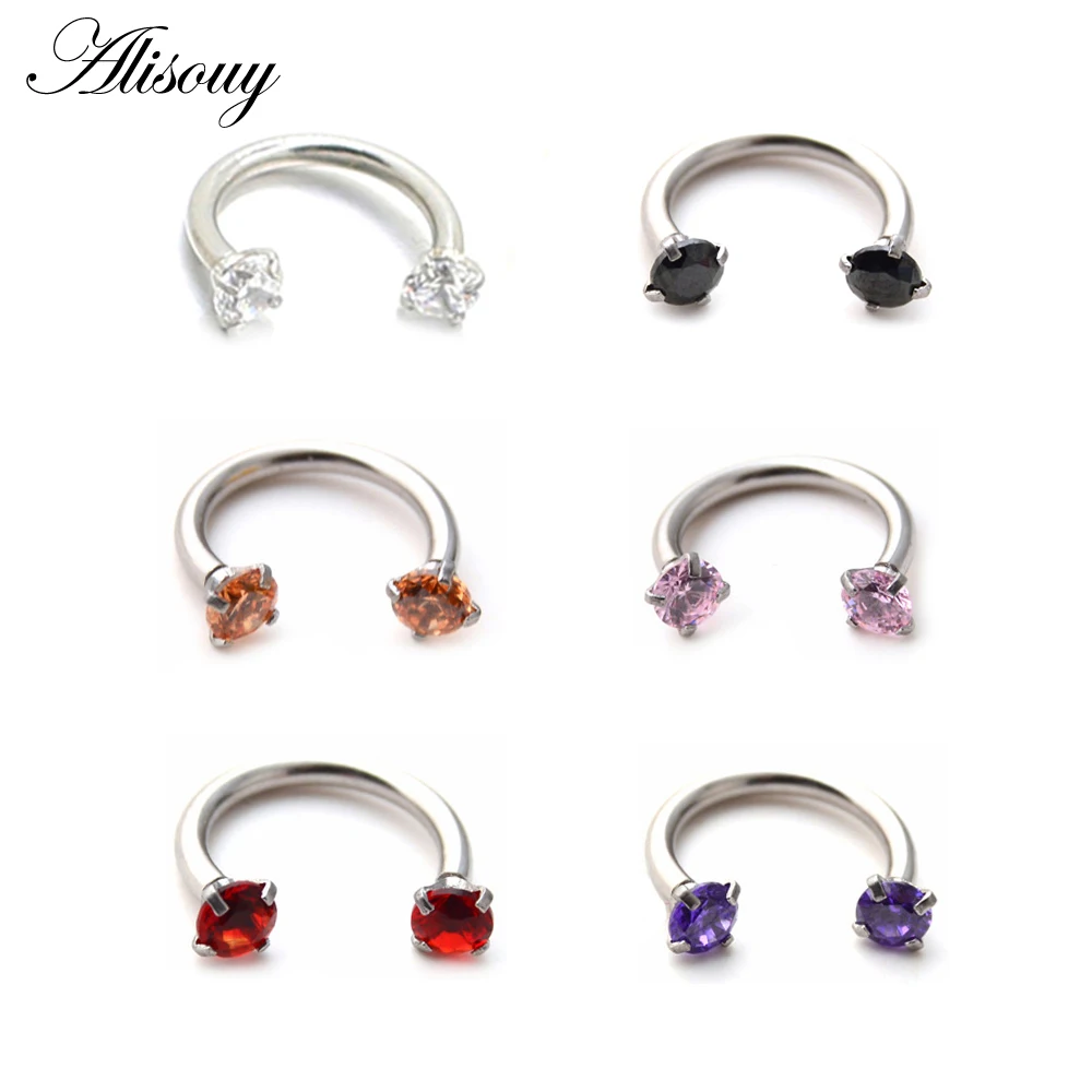 

Alisouy 361L Earring Internal Piercing Septo Nose Lip Eyebrow Ear Septum Cartilage Helix Captive Hoop Ring Piercing Nose Rings