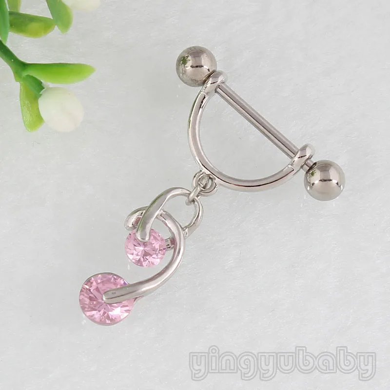 Double Round Zircon Crystal Retail 2 pieces/lot Nipple ring body