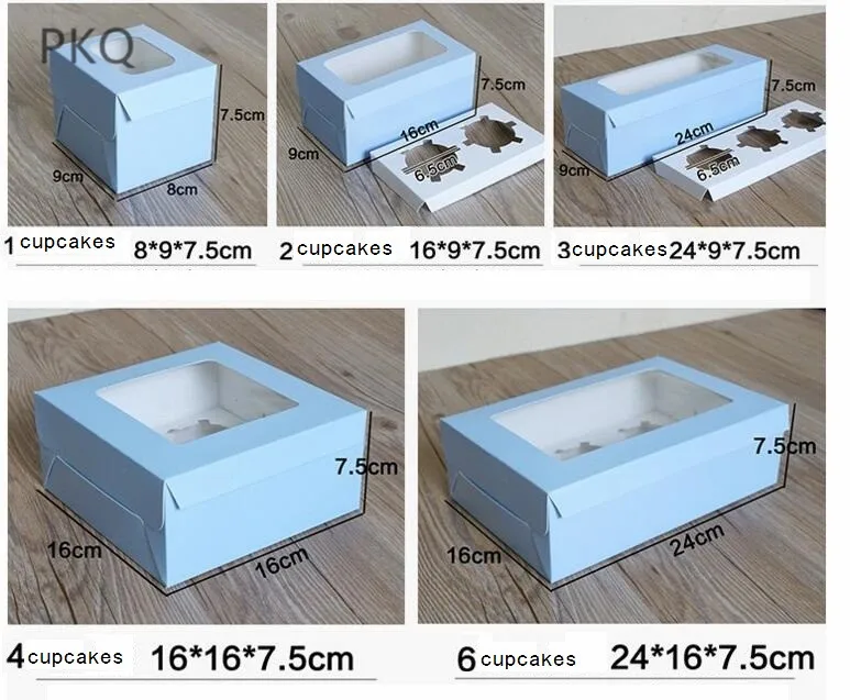 

30pcs Wholesale Cardboard Cupcake Box with Window Kraft Paper Gift Box Muffin/Cake Packaging Box For Wedding Home Party Supplies