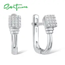 SANTUZZA серебряные серьги для женщин 925 пробы серебряные серьги-клипс Серебро 925 с камнями Кубический Цирконий brincos Ювелирные Изделия