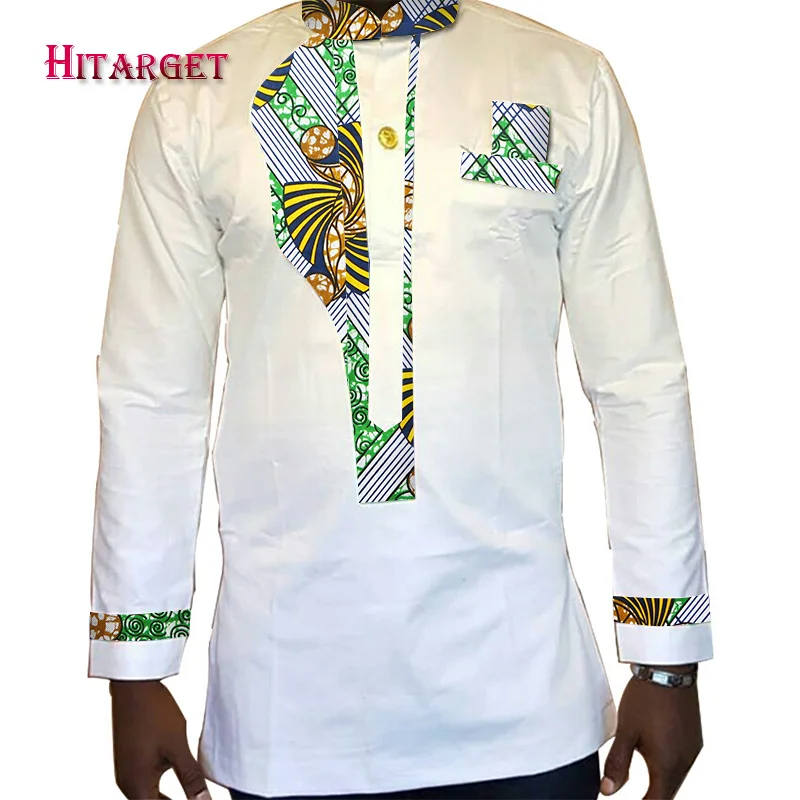 Мужская рубашка 2018 Новая африканская мужская одежда с длинным рукавом Dashiki для мужчин Slim Fit брендовая одежда 6XL африканская Печать Рубашки