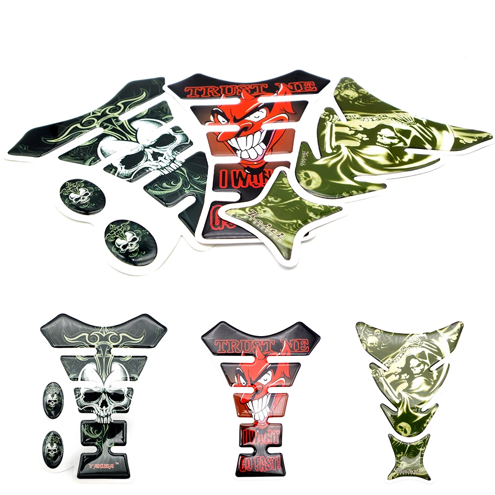 Новая 3D наклейка для мотоцикла защитная накладка на бак Череп гоночный