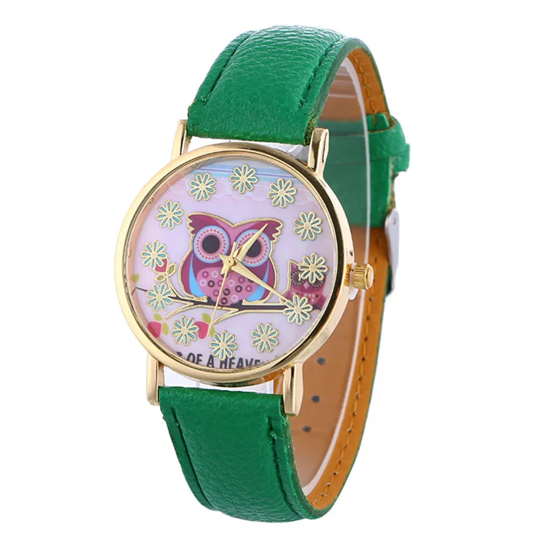 Fashion women's watches casual watches leather watch strap Owl Pattern Quartz Analog Wrist Watch clock relogio feminino M16 (9)