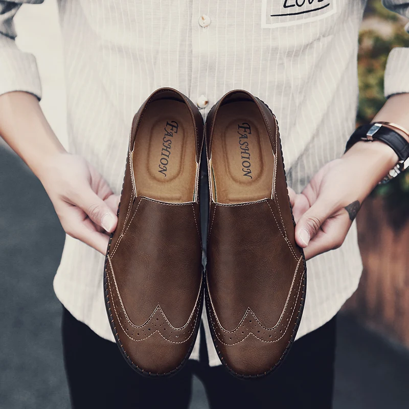 

Lightweight Luxury Brand Men Shoes Summer Genuine Leather Shoes Men Formal Fashion Leather Loafers Driving Shoes Black