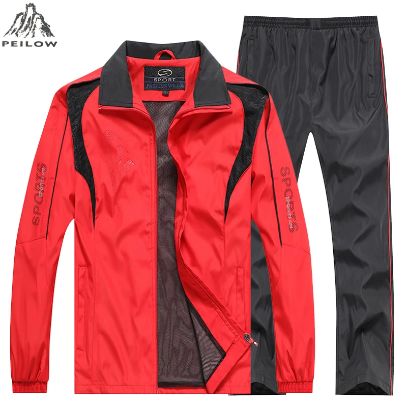 

4XL 5XL Men Tracksuits Gyms Set 2019 Men's Sportswear Spring Autumn Sweatsuit Two PCS Jacket+Pants Sets Casual Track Suit Men