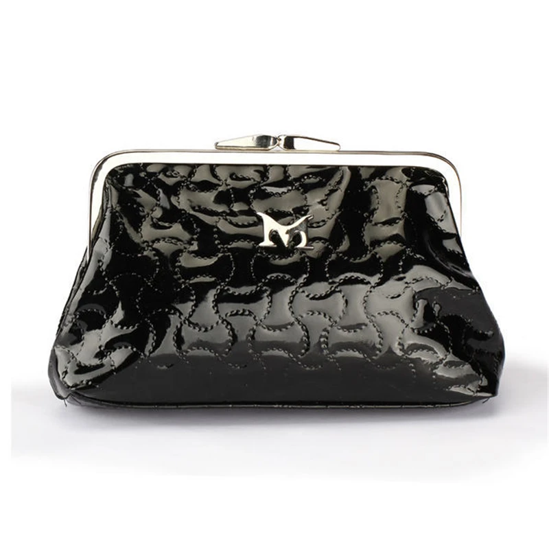 black patent leather evening bag