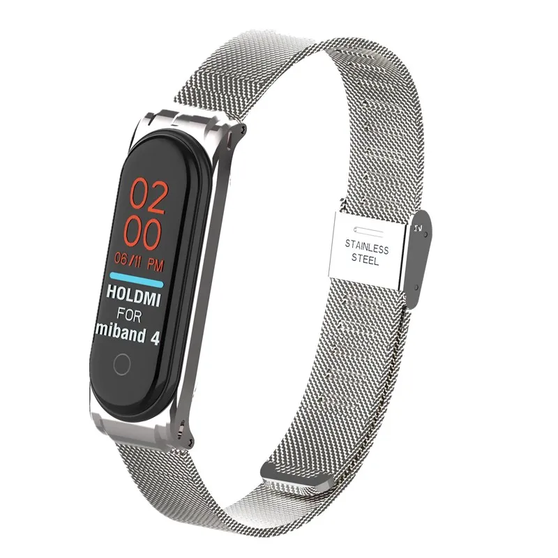 Metal Strap bracelet Mi Band 4 3 Wrist Strap 4 3 NFC Straps Stainless Steel MiBand 4 3 Wrist Band Strap for Xiaomi MiBand - Цвет: silver