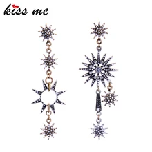 KISS ME Асимметричные стразы, серьги в виде звезд, дизайн, длинные висячие серьги для женщин, роскошные ювелирные изделия