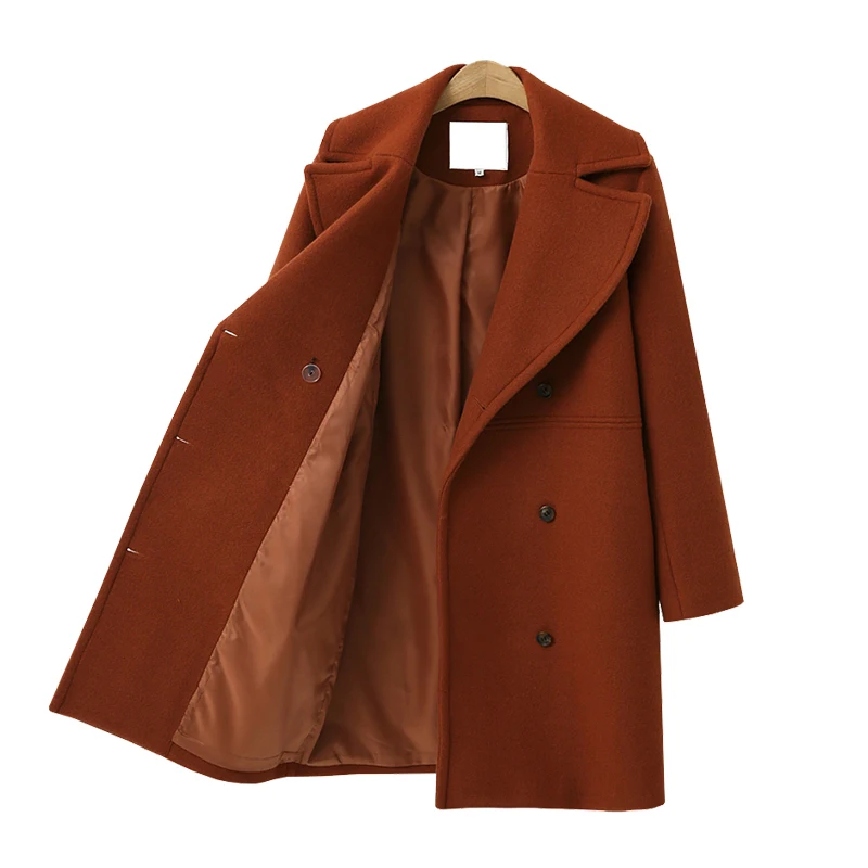 FLULU 2018 autumn winter Fashion women coats Casual Jackets Long Sleeve Blazer Outwear Female Elegant Wool double breasted Coat