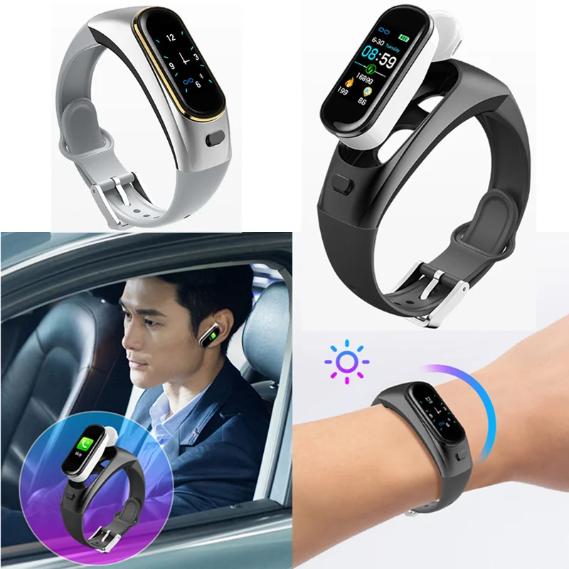

Smart Bracelet and Wireless Bluetooth Headset Combo Sport Running Music Earphone Heart Rate Blood Pressure Fitness Tracker