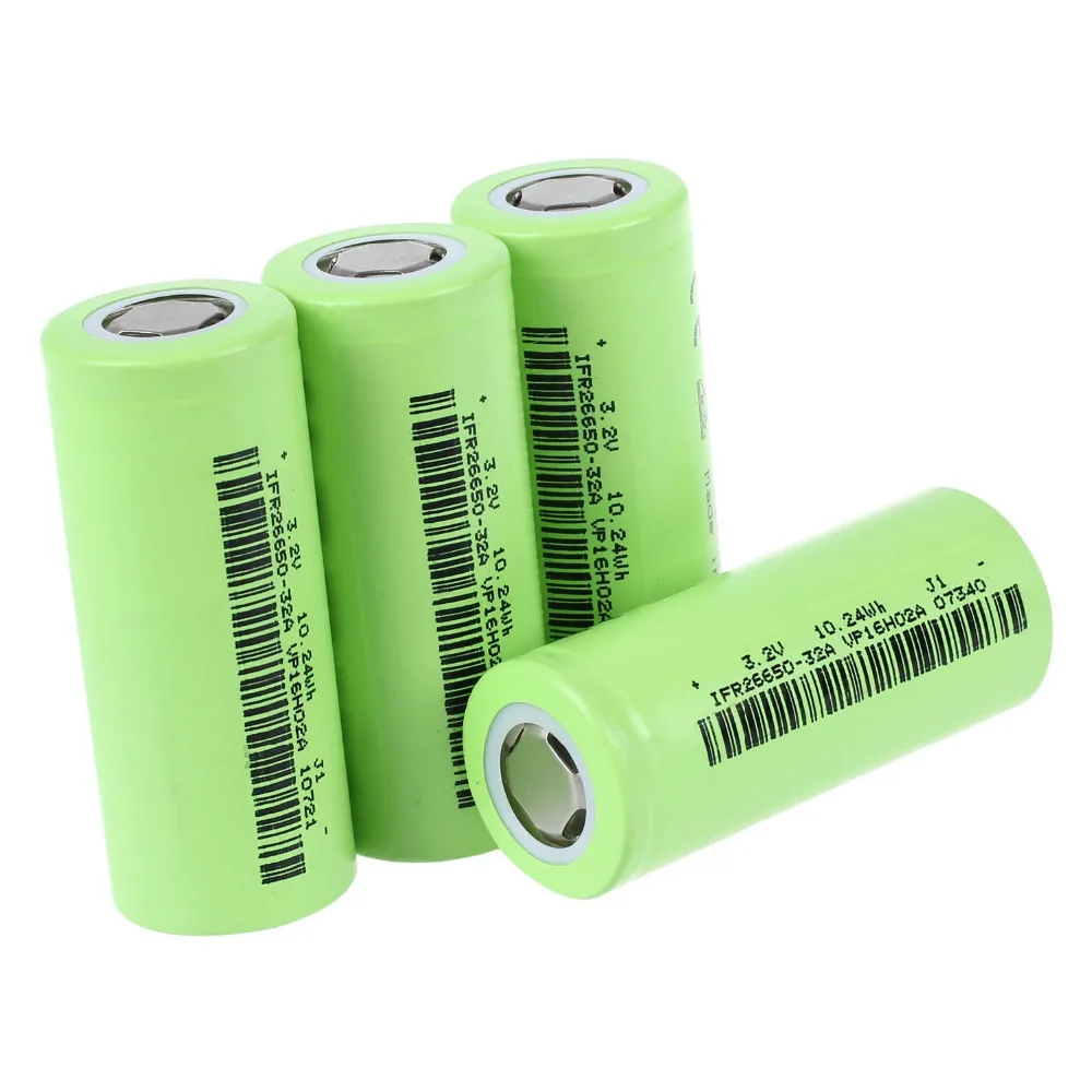

Soshine 4x IFR 26650 Battery 3.2V Rechargeable 3200mAh 30A Flat Top LiFePO4 Purple