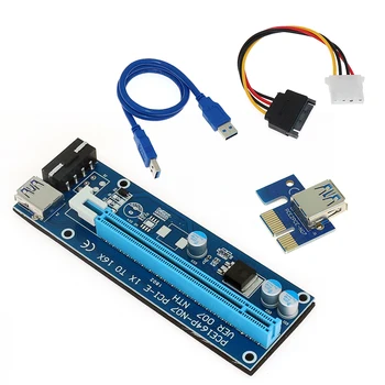 

New 60CM PCIE 1X To 16X PCI Express Card For Miner Machine Overcurrent Protection USB Cable SATA To 4 Pin Power Cord Riser Card