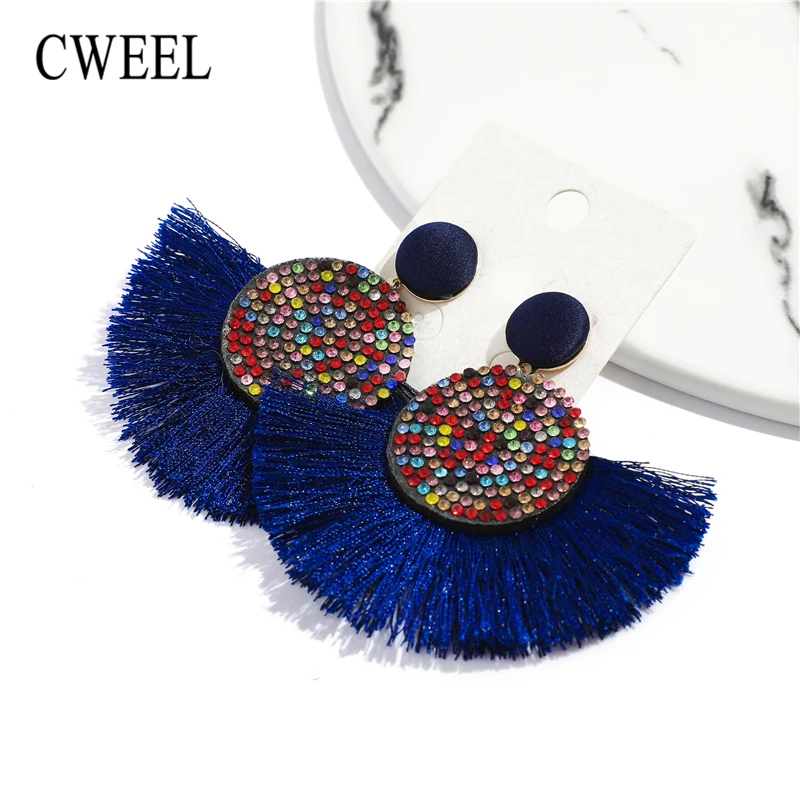 

CWEEL Long Tassel Earrings For Women Big Fringe Earing Fashion Jewelry Vintage Ethnic Dangle Bohemian Statement Woman Earring