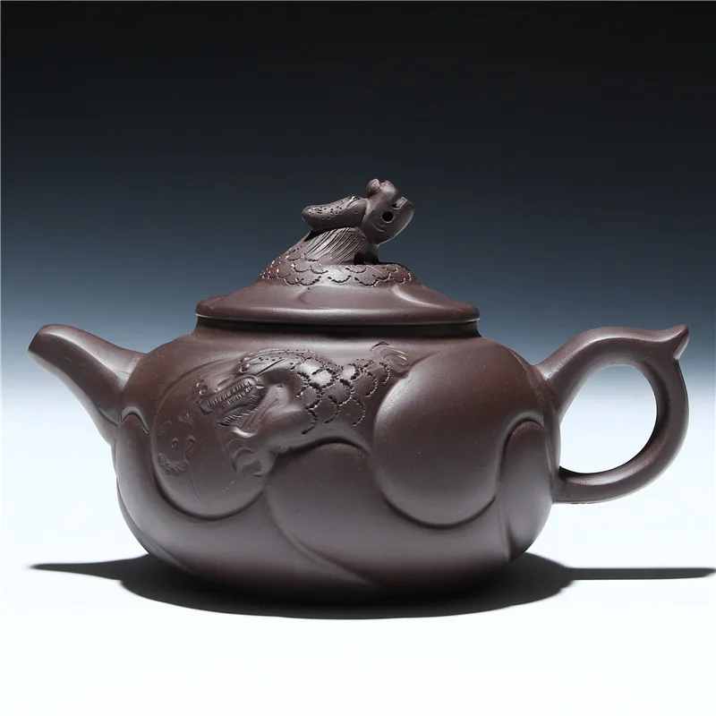 The supply of Yixing purple clay teapot ore large dragon fish pot 400