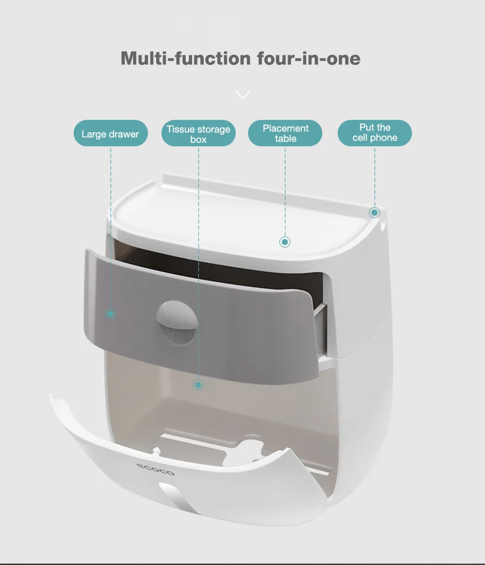 Ecoco двухслойная коробка для хранения салфеток водонепроницаемый настенный держатель для туалетной бумаги для гостиной ванной комнаты кухни#3