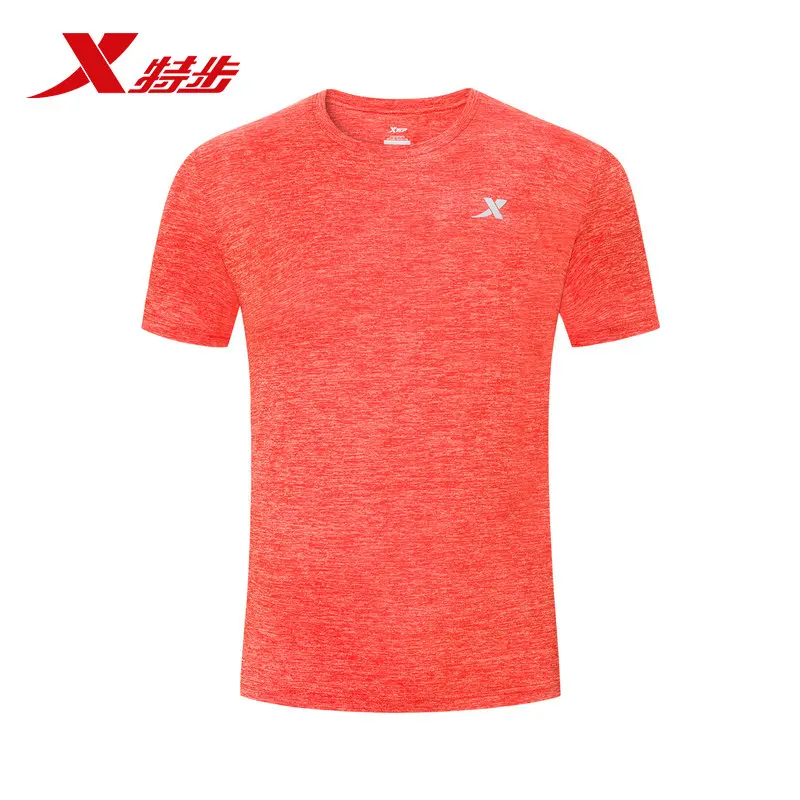 Xtep мужские с коротким рукавом летние спортивные беговые для фитнеса, с круглым вырезом дышащие футболки 881229019260 - Цвет: yellow
